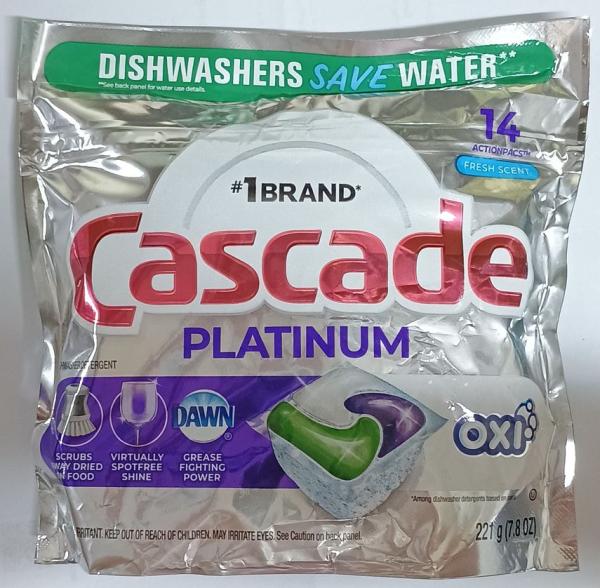 CASCADE Platinum Oxi 'Fresh Scent' Dishwasher PACS für Spülmaschinen 14St = 221gr